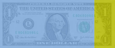 A dollar bill with 82% of it highlighted in blue. 82% of sales tax is paid by non-residents