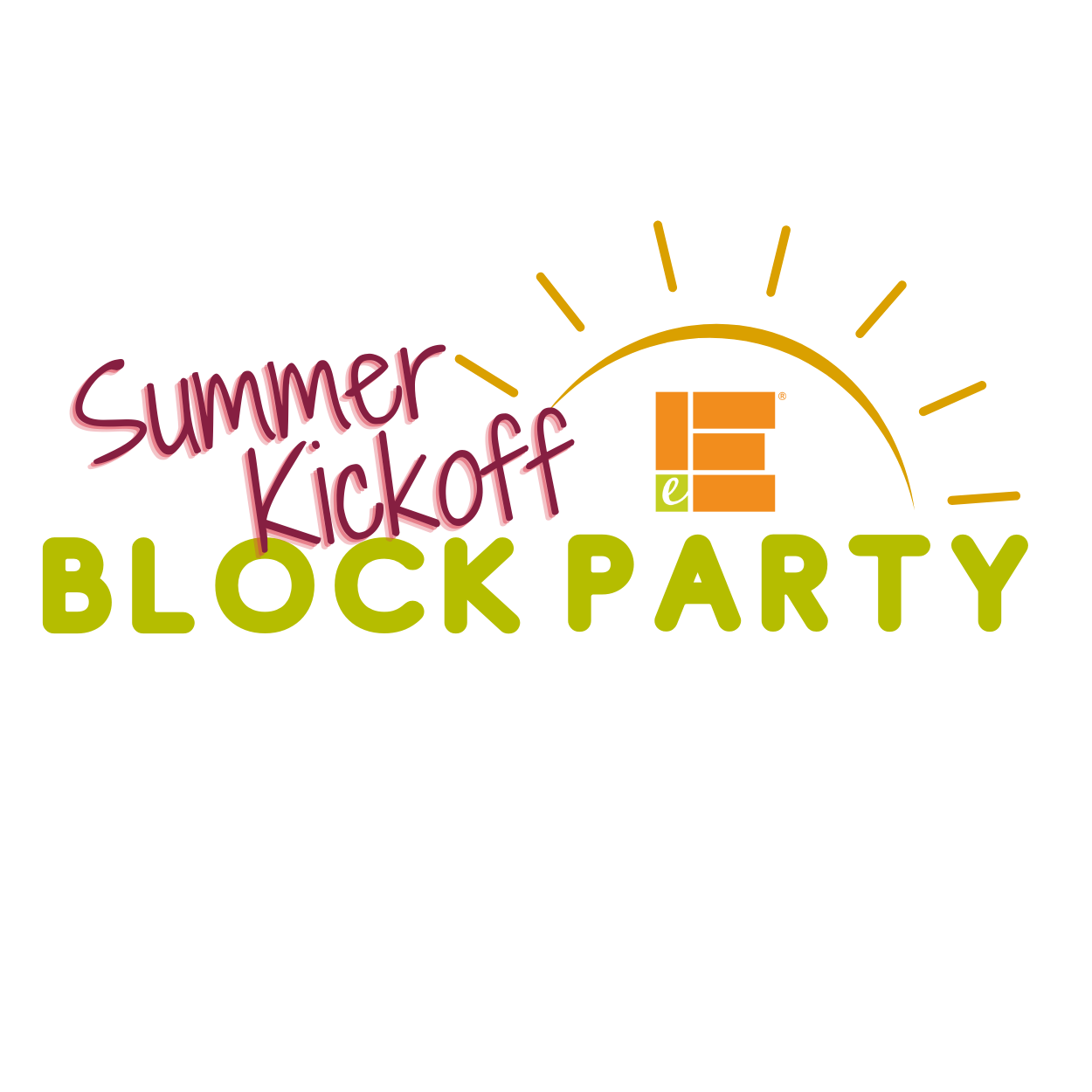 The summer kickoff Block Party logo