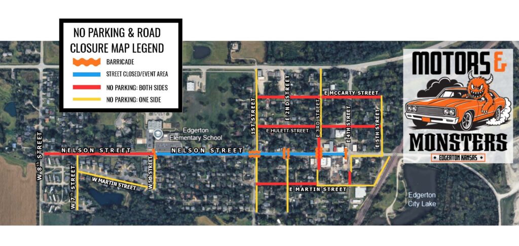 On Saturday, October 10th beginning at 8:00 a.m. and ending on Saturday, October 10th at 6.pm., Nelson Street will be closed between W. 5th Street and E. 4th Street. 
-The intersection at East Nelson Street and East 4th Street will remain open. 
-The intersection of Nelson Street at East 2nd Street and East 3rd Street will remain open for travel, with crossing guards at those intersections for safety to help pedestrians attending the event cross at those intersections. 
-Nelson Street will have a travel lane on the North side for emergency vehicles and for any affected residents so they can still have access to their driveways.

The parking restrictions begin at 7 a.m. on Saturday, October 10th and will last until Saturday, October 10th at 6 p.m. Please obey the no parking signs and do not park in restricted areas during this time in order to keep an emergency lane open, or your vehicle may be towed. 

On Saturday, October 10th beginning at 7:00 a.m., the following streets will be prohibiting parking on both sides of the street.
1.	East McCarty Street: 1st Street to East 5th Street; 
2.	East Hulett Street: 1st Street to East 5th Street; 
3.	East Martin Street: 1st Street to East 3rd Street;
4.	East Nelson Street: West 8th Street to West 5th Street;
5.	East 4th Street: from the alleyway one half block south of East Nelson Street to East Martin Street; 
6.	East 3rd Street: from the alleyway one half block North of East Nelson Street to the alleyway one half block South of East Nelson Street.

On Saturday, October 10th beginning at 7:00 a.m., the following streets will be prohibiting parking on the side of the street notated.
1.	East side of 1st Street: from 56 Highway (East Morgan Street) south to East McDonald Street;
2.	East side of 2nd Street: from East Nelson Street south to East McDonald Street;
3.	East side of East 3rd Street: from 56 Highway (East Morgan Street) south to the alleyway one half block south of East Hulett Street;
4.	West side of East 3rd Street: from alleyway half block south of East Nelson Street to East Martin Street;
5.	West side of 5th Street: from East Nelson Street to East Martin Street;
6.	East side of 5th Street: from East McCarty Street to East Nelson Street;
7.	North side of East Martin Street: from East 5th Street to East 3rd Street; 
8.	East side of East 4th Street: from East Nelson Street to alleyway half block south of East Nelson Street;
9.	South side of East Nelson Street: from East 4th Street to East 5th Street;
10.	East side of West 5th Street: from West Nelson Street to West Martin Street;
11.	South side of West Martin Street: from West 5th Street to West 7th Street;
12.	East side of West 7th Street: from West Nelson Street to the end of the street to the south.
